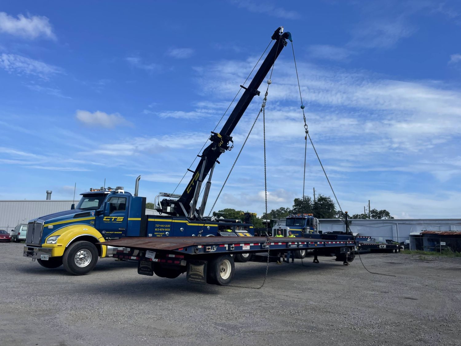 CTS rotator lifting a loaded Landoll trailer